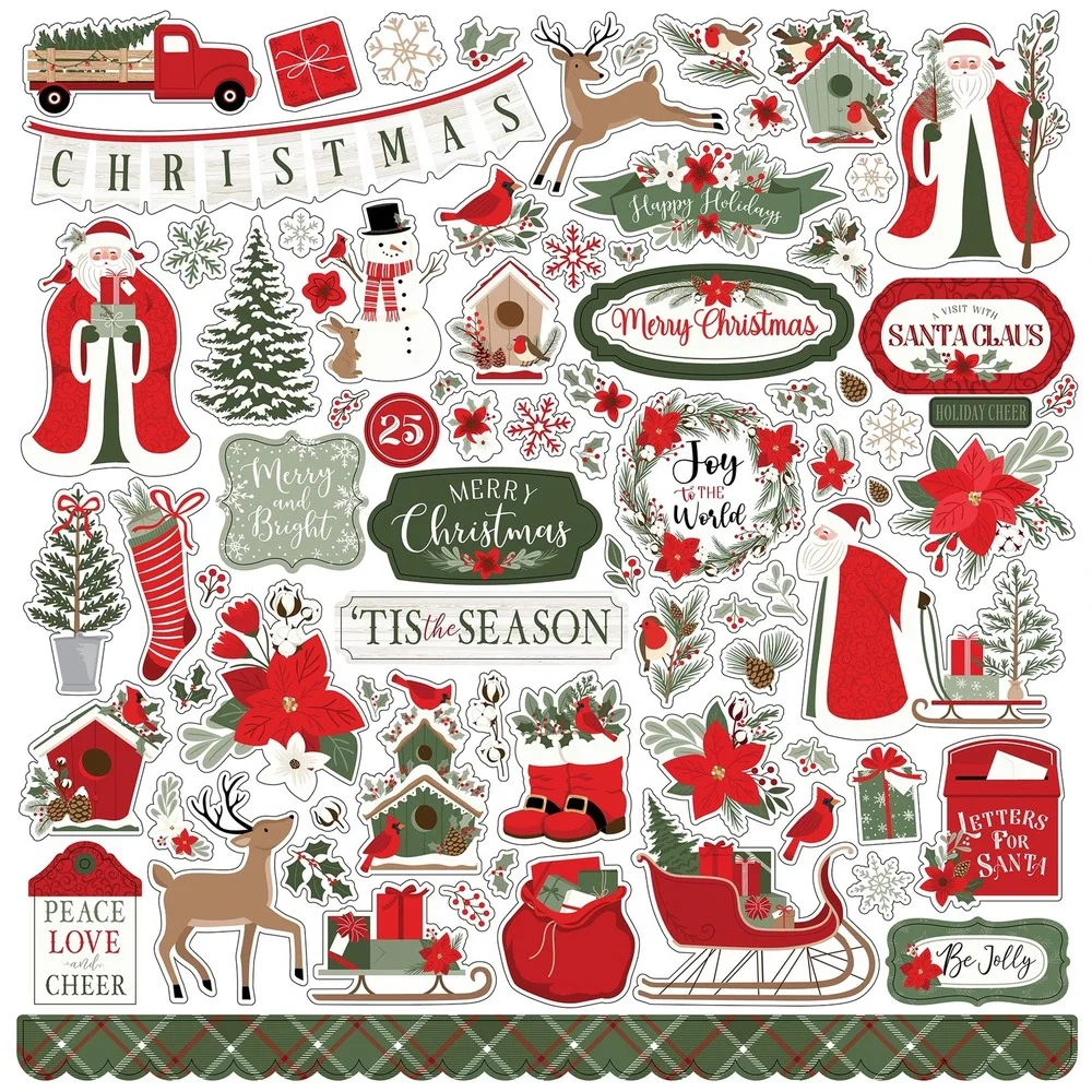 Echo Park Paper Co Christmas Time 12x12 Cardstock Paper Craft Scrapbooking Kit